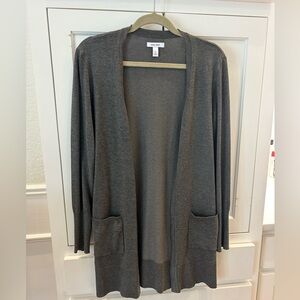 Nine West Gray Open Front Cardigan Sweater